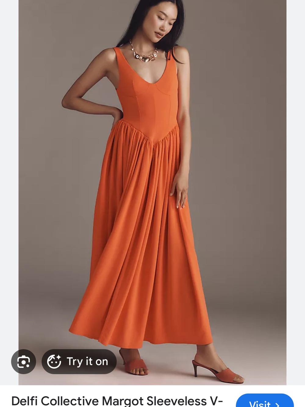 NWT DELFI COLLECTIVE MARGOT SLEEVELESS V-NECK BASQUE-WAIST MAXI DRESS